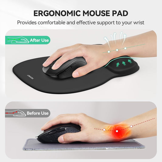 TECKNET Gel Mouse Pad with Wrist Rest, Ergonomic Office Mousepad with Wrist Support - Non-Slip & Smooth Surface Comfortable Desk Accessories Mat for Office, Gaming and Study - Gradient