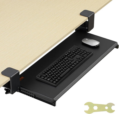 VEVOR Under-Desk Keyboard Tray, Adjustable for Height and Tilt, Slide-Out Design, Spacious 25x9.8 Inch Surface, Ideal for Home and Office Use