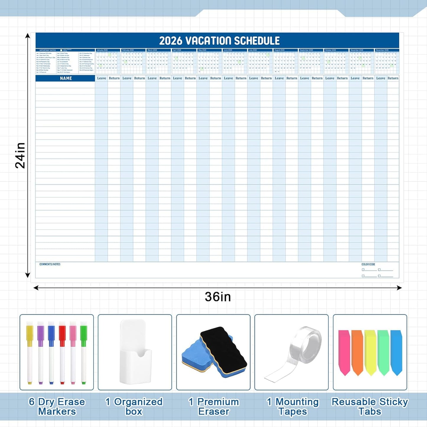 Lincia Large Magnetic Project Planning Management Vision Board 24 x 36 Reusable Office Whiteboard Make Ready Board Property Management Wall Project Planner for Managers Entrepreneurs
