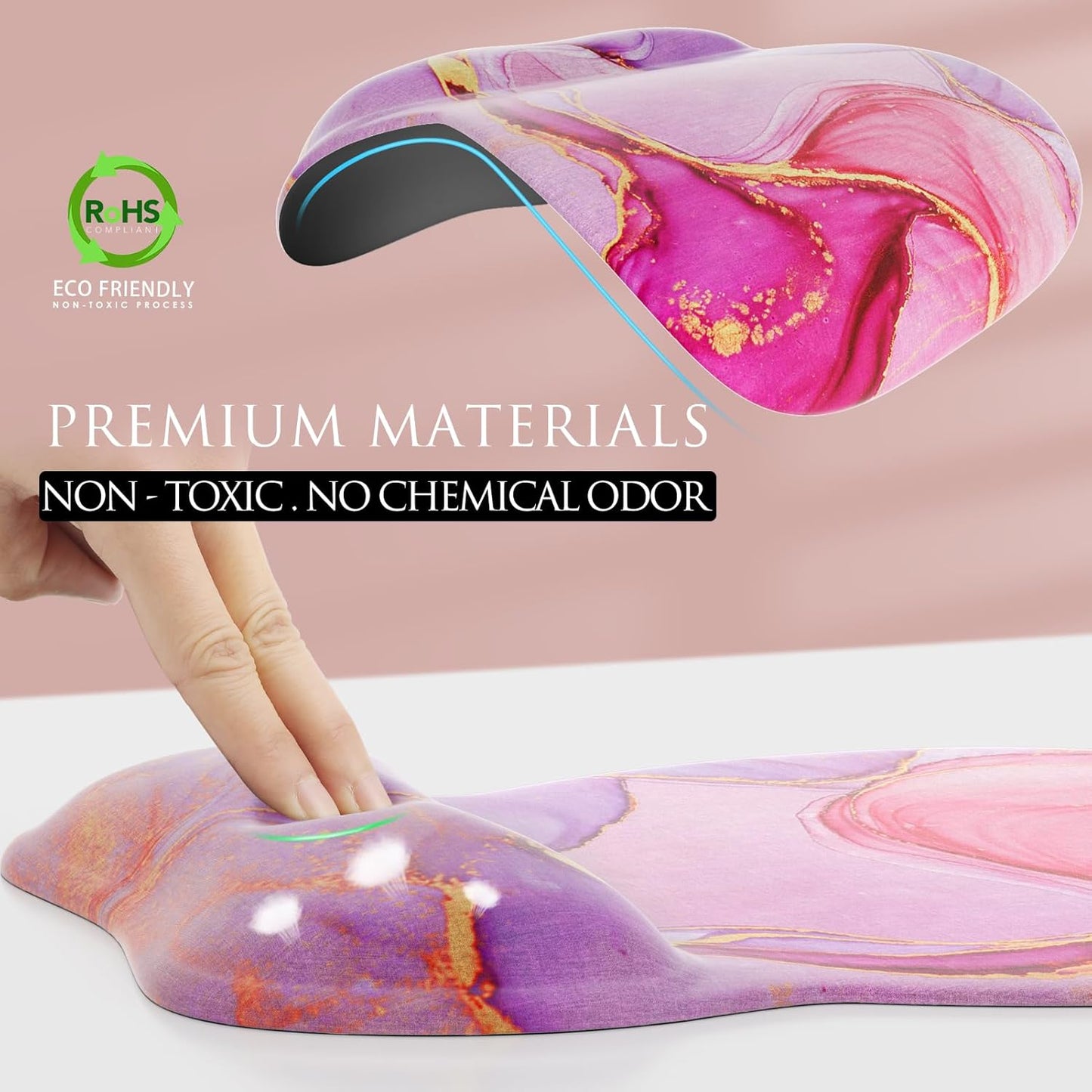 MROCO Ergonomic Mouse Pad with Gel Wrist Rest, Smooth Wrist Support Surface, Non-Slip PU Base for Pain Relief, Comfortable Mousepad for Computer, Laptop, Office & Home, 9.4 x 8.1 in, Black