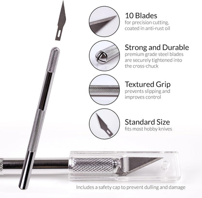 WA Portman 12x18 Inch Self Healing Cutting Mats for Crafts – Fabric Cutting Mat with Precision Craft Knife, 10#11 Hobby Knife Blades & Metal Ruler 18 Inch Cork Backed Ruler – All-in-One Craft Kit