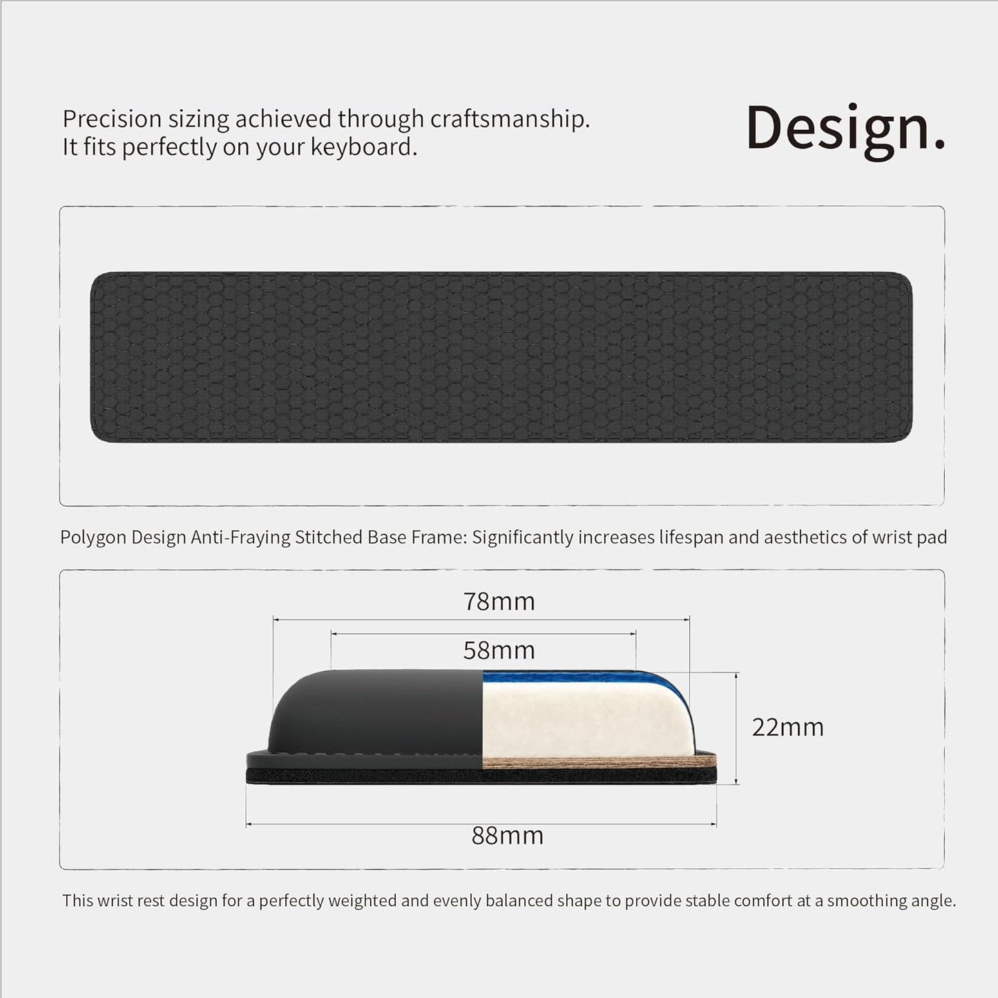 Faluber Cooling Gel Wrist Rest, 17.3-inch Length for Full-Sized Keyboard, Memory Foam Palm Rest with Non-Slip Footpad, Ergonomic Design, Stain Resistant, PC Accessory Gaming Gear (Large-Full Size)