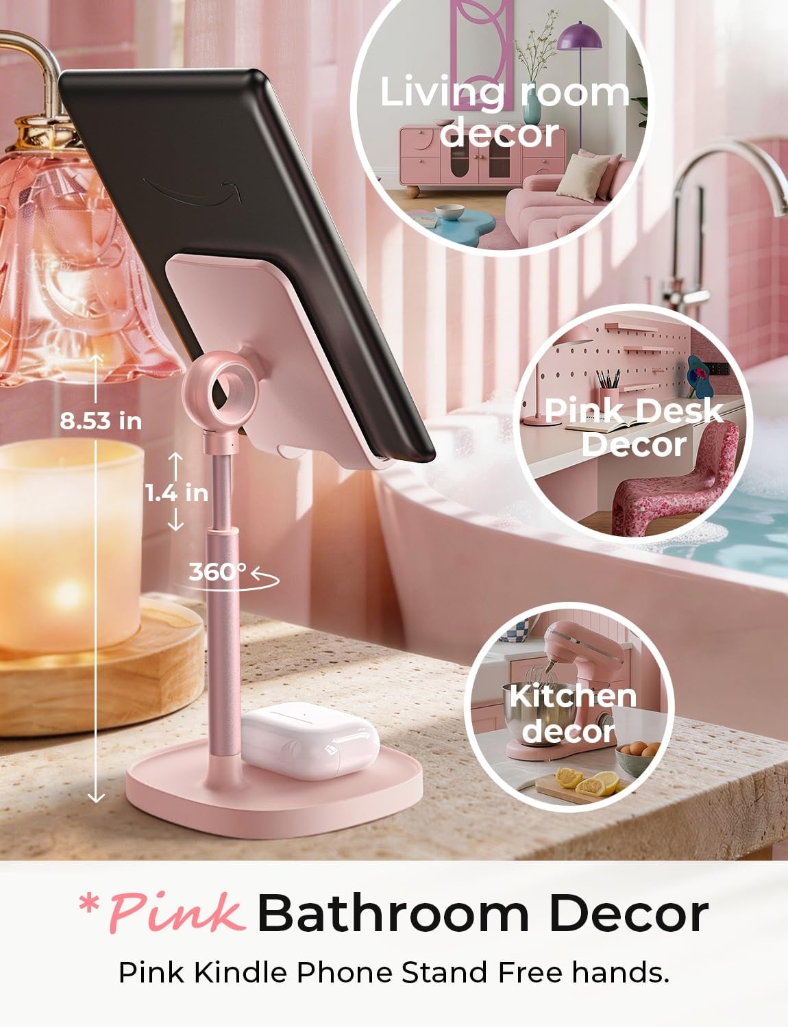 LISEN Cell Phone Stand Phone Holder for Desk Office Decor, Office Desk Accessories Women PC Gaming Essentials iPhone Stand Gadgets Men Gift for Father Fit OtterBox Case Switch iPad Air Tablet 4-10 in