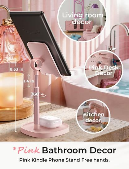 LISEN Cell Phone Stand Phone Holder for Desk Office Decor, Office Desk Accessories Women PC Gaming Essentials iPhone Stand Gadgets Men Gift for Father Fit OtterBox Case Switch iPad Air Tablet 4-10 in