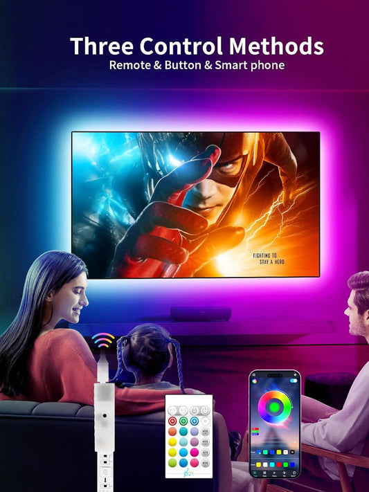 KANTUTOE LED Lights for TV, 16.4ft TV LED Backlight for 45-75 Inch TVs, RGB TV Backlight Behind with Music Sync, Smart APP and Button Control Strip Lights USB Powered for Bedroom/Gaming