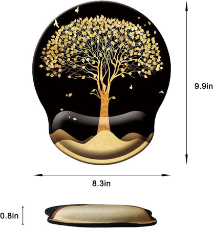 Mouse Pad with Wrist Support, Ergonomic Mouse Pad with Memory Foam Wrist Rest Cushion, Non-Slip Rubber Base Gaming Mice Pad for Home Office Computer Laptop, Flowers Grass
