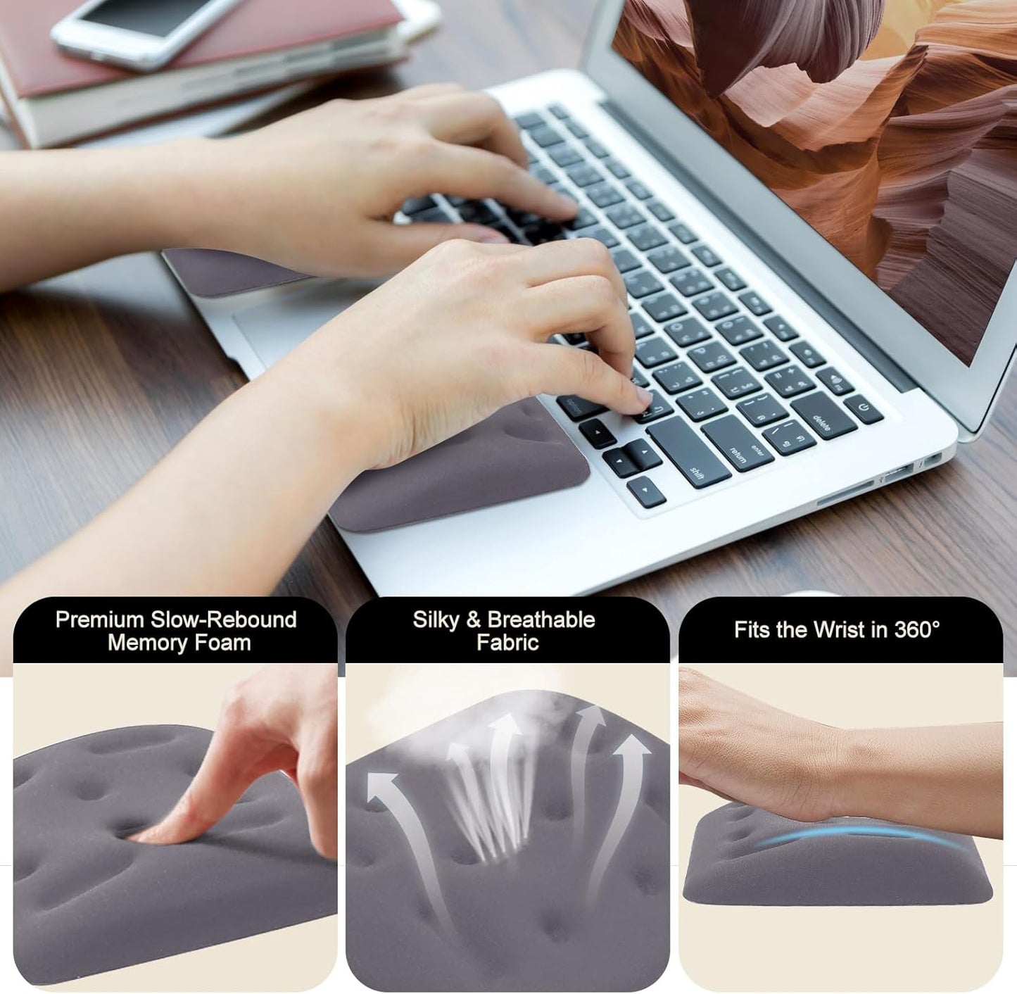 Ergonomic Wrist Rest for Laptop, Upgraded Laptop Wrist Support Pad for Computer Keyboard, Relieve Wrist Pain and Carpal Tunnel (Black)