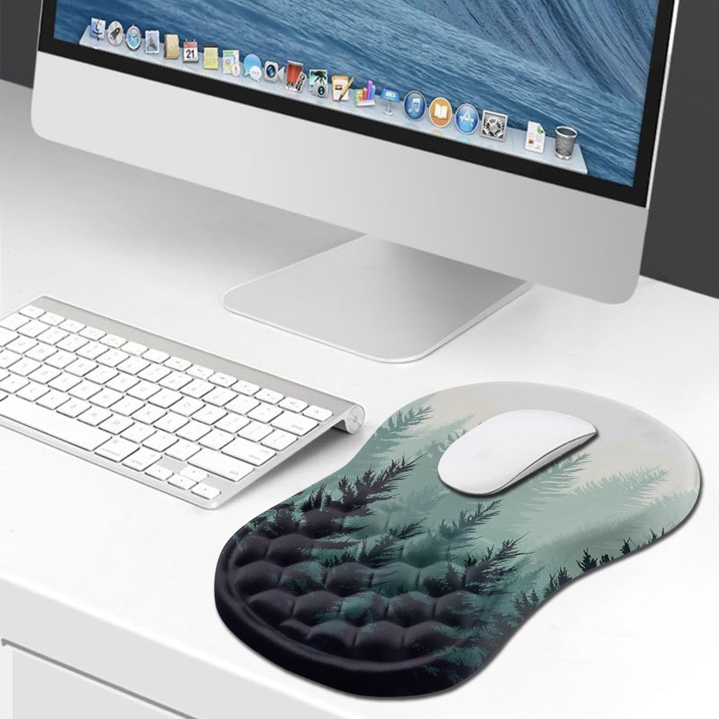Hokafenle Ergonomic Mouse Pad Wrist Support, Wrist Rest Mousepad for Carpal Tunnel Pain Relief with Integrated Memory Foam Slope Massage Bulge (11.8x7.9 inch,Topographic Contour)