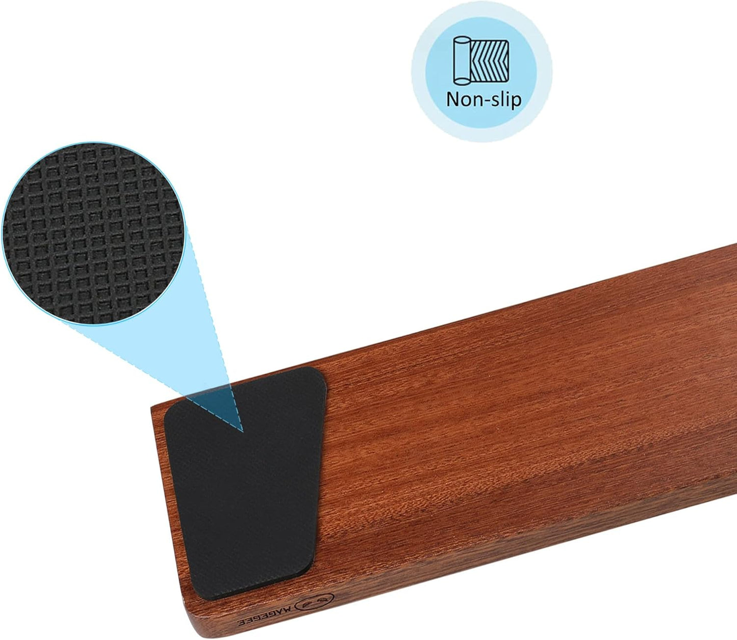 MageGee Keyboard Wooden Wrist Rest, Black Walnut Solid Wood Non-Slip Ergonomic Palm Rest for Compact 60% Keyboard, Durable and Easy to Clean
