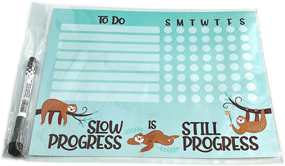Dry Erase Whiteboard Task & Habit Tracker | Removable and Restickable Adhesive Decal | Fine-Tip Magnetic Marker Included | 9” x 12”