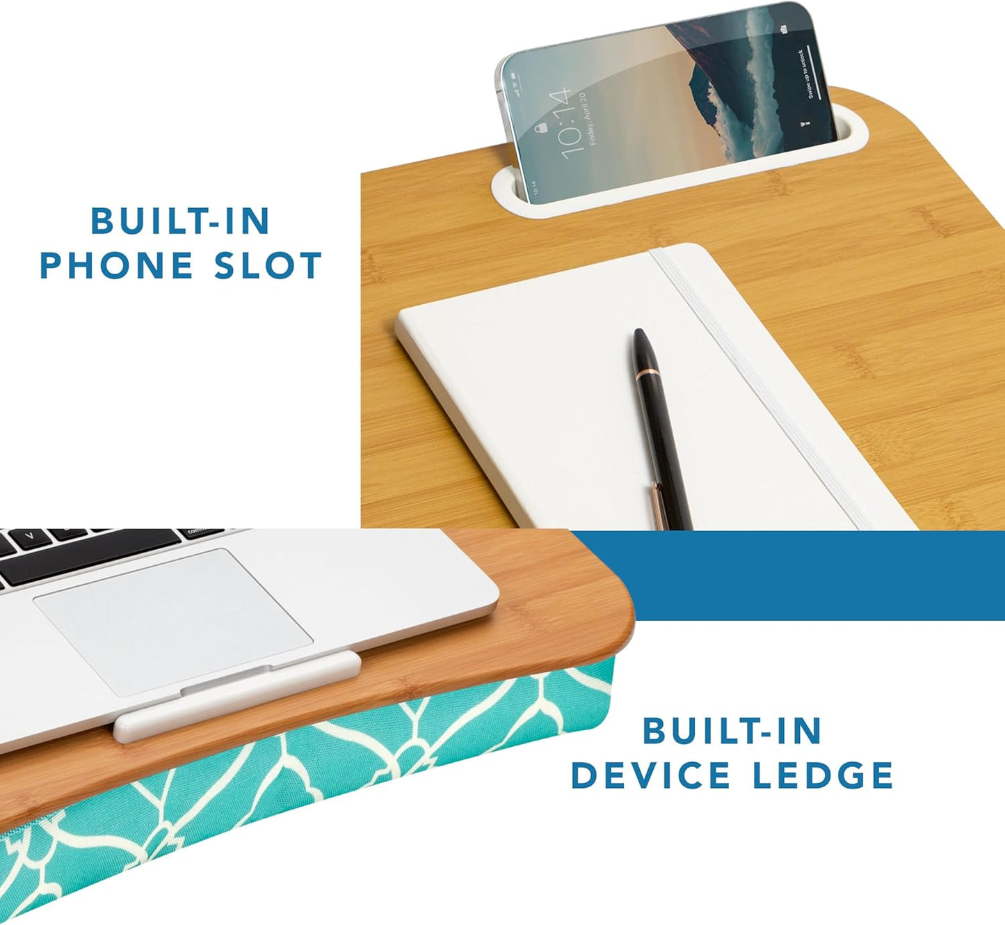 LAPGEAR Designer Lap Desk with Phone Holder and Device Ledge - Arrow Stripes - Fits up to 15.6 Inch Laptops - Style No. 45411