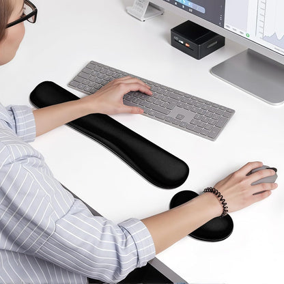 Bloss Leather Desk Pad and Keyboard Wrist Rest, Large Mouse Pad + Keyboard Pad+Mouse Wrist Support, Non-Slip Desk Mat Protector for Office, Home(31.5×15.7 Inches,Beige) - Colors B