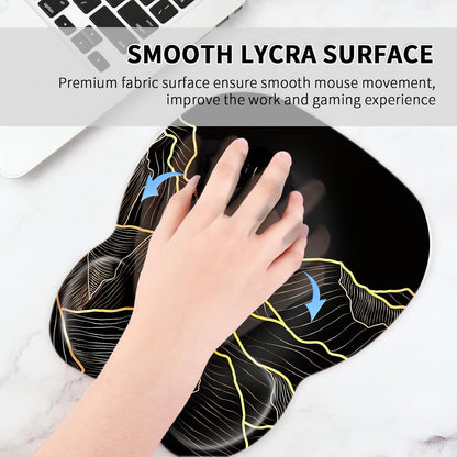 EooCoo Ergonomic Mouse Pad with Wrist Support, Mousepad with Memory Foam Wrist Rest and Non-Slip Base for Computer, Cafe, Home & Office, 9.64 x 8.26 in Office Desk Accessories