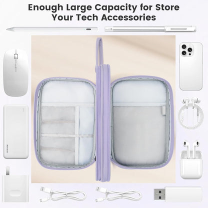 Skycase Tech Pouch - Lightweight Electronics Organizer Travel Case - Double Layers Cable Organizer - All-in-One Storage Bag for Charger, Cord, Phone, Flash Drive, Essentials - XL