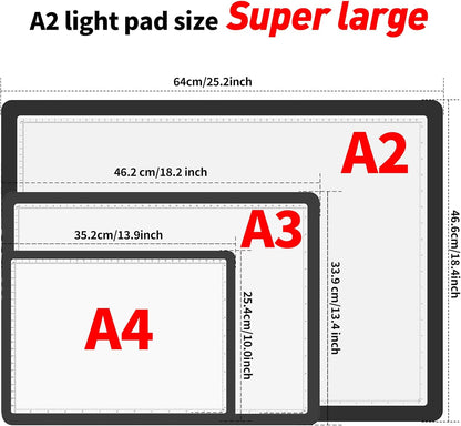 TOHETO A4 Light Board for Diamond Painting, Super Bright Magnetic Light Pad with Side Buttons, Lightbox for Tracing and Drawing, Corded Light Table for Sketching, Animation, Weeding Vinyl (Black)