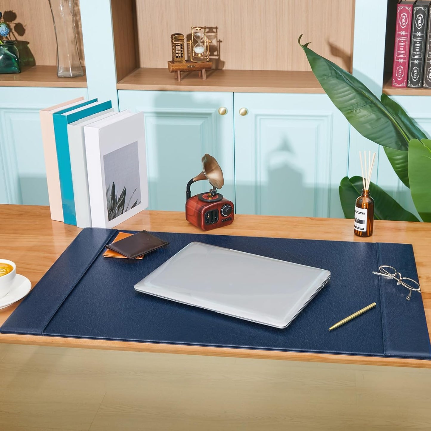 30 x 18 Inch Leather Desk Pad Protector with Side Rails, Executive Office Desk Mat for Home Workspace, Writing Surface, Mouse & Keyboard Pad, Elegant Gift for Men Dad Husband (Brown)