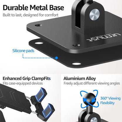 Urmust Tablet Stand for Desk, Adjustable iPad Holder for Bed, 360° Rotation, Sturdy Aluminum Tablet Arm Mount for 4.7"-15.6" iPad Pro/Air/Mini, iPhone, Galaxy Tab, for Kitchen, Work, Video Call