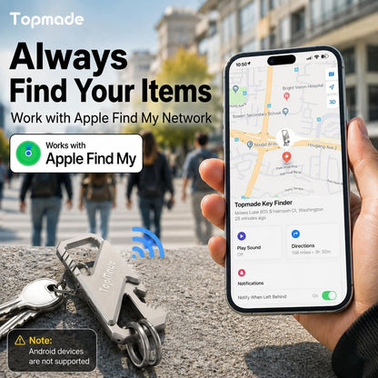 Keychain, Works with Apple Find My, Heavy Duty Key Chains Carabiner Bottle Opener, Car Key Finder with GPS Tracker, Rechargeable Bluetooth Key FinderTracker for Luggage, Bags, Backpack etc, Black