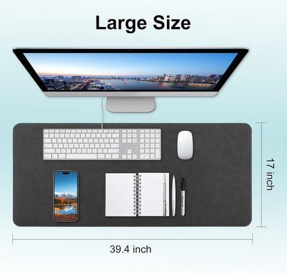 Leather Desk Pad Protector, Office Desk Mat, Large Laptop Mouse Pad, PU Non-Slip Desk Blotter, Waterproof Writing Pad, Computer Keyboard Mat for Desktop 39.4 x 17 inch (Brown)