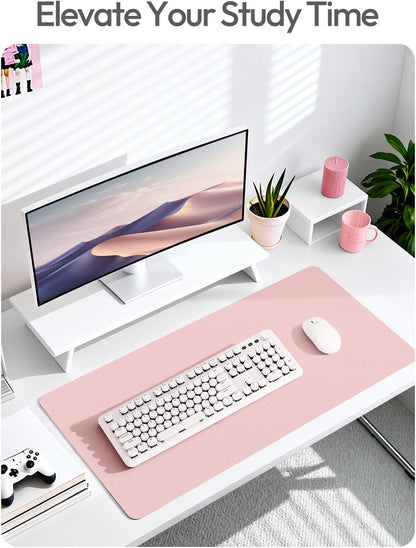 YSAGi Leather Desk Pad Protector, Office Desk Mat, Large Mouse Pad, Non-Slip PU Leather Desk Blotter, Waterproof Laptop Desk Writing Pad for Office and Home (23.6" x 13.8", Eggshell) - Colors B