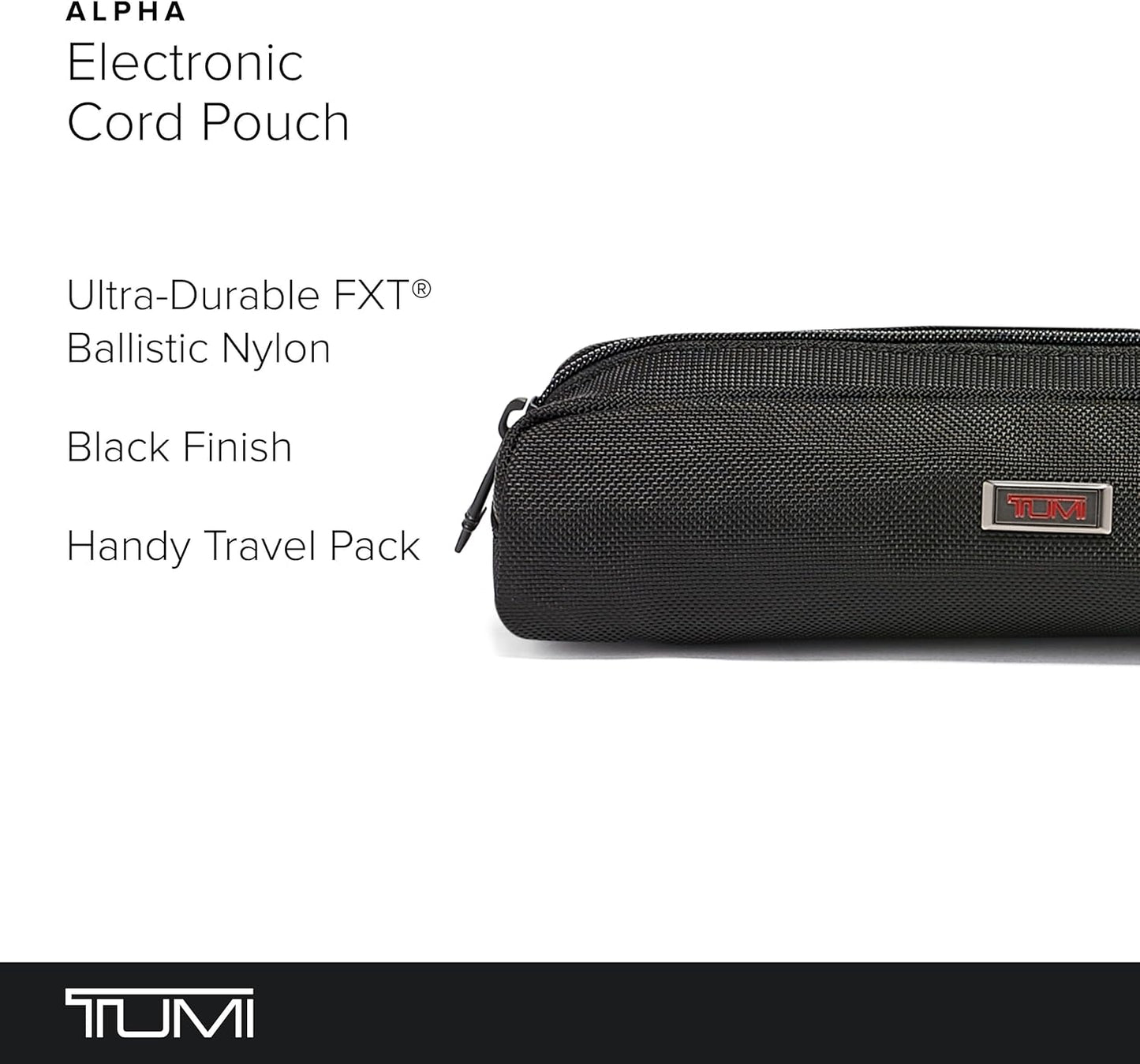 TUMI - Alpha Electronic Cord Pouch - Slim Zip Entry Travel Tech and Cable, Charger and Small Accessory Organizer - Black