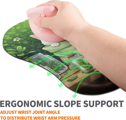 Ergonomic Joint Wrist Support Mouse Pad with Memory Foam Cushion Massage Bump, Carpal Tunnel Pain Relief Mousepad Slope Design for Wrist Rest, 11.8x7.9 in, Black
