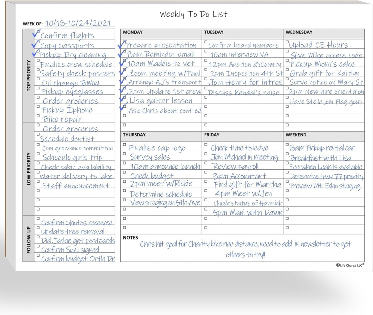 TO DO List Planner Notepad, 60 Page Planning Pad. Undated ToDo Checklist w/Priority & Note Sections. Organize & Track Projects, Clients or Daily Tasks. 8.5 X 11, A4 Tear Sheets.