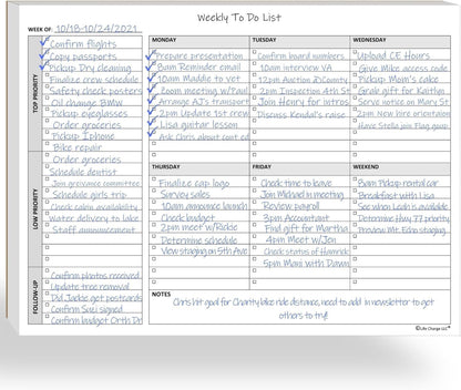 TO DO List Planner Notepad, 60 Page Planning Pad. Undated ToDo Checklist w/Priority & Note Sections. Organize & Track Projects, Clients or Daily Tasks. 8.5 X 11, A4 Tear Sheets.
