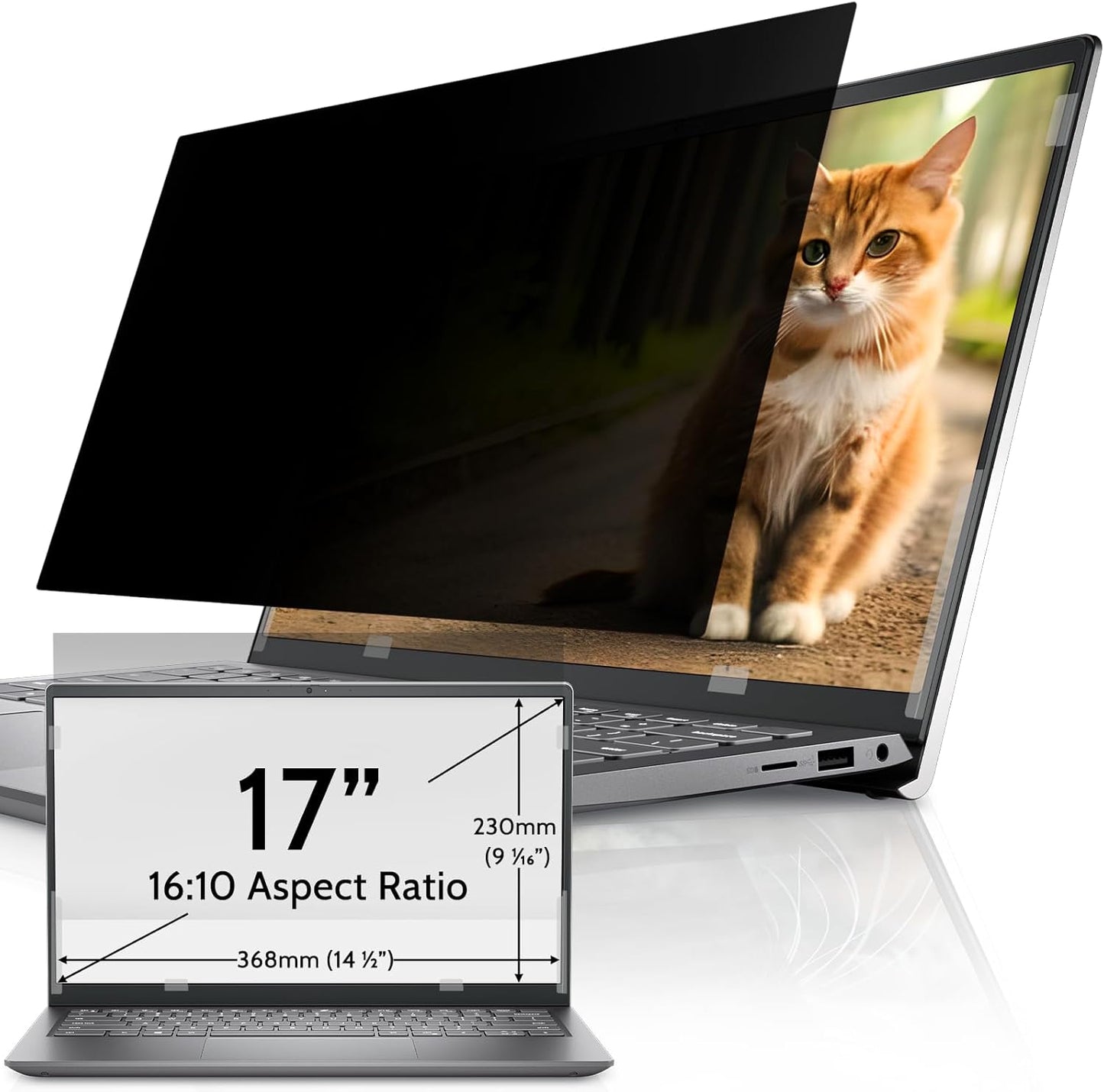 IPROKKO Laptop Privacy Screen 14 Inch 16:9 Aspect, Compatible with HP, Dell, Acer, Asus, Samsung, Lenovo Yoga & More, Removable Anti Blue Light Glare Spy Computer Monitor Filter Security Shield