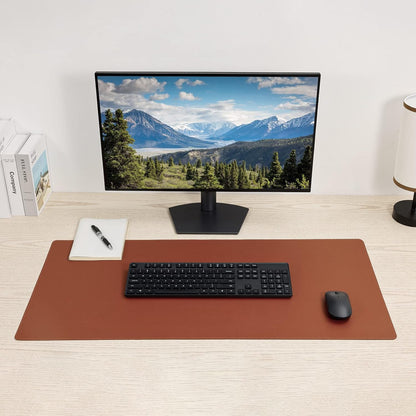 Leather Desk Pad,Wolaile 36x17 inch Large Mouse Pad,Waterproof Non-Slip Writing Desk Blotter,Computer Mat Desktop Protector for Office Home,Black