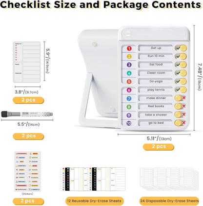 Chore Chart for Kids, Checklist Planning Board with Sliders, 19 Personalizable Sheets and Magnetic Marker, ADHD Tools for Kids to Do List Routine Chart Visual Schedule Board with Stand