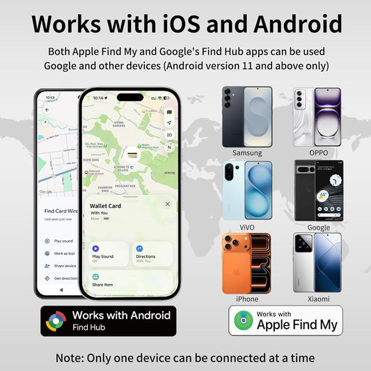 Wallet Tracker Card [Apple MFi Certified] (iOS and Android) Bluetooth Tracker Card, 0.07in Rechargeable Smart Tracking Card Work with Apple Find My, Keys, Luggage Tags, Bags, Passports, Purse(1 Pack)