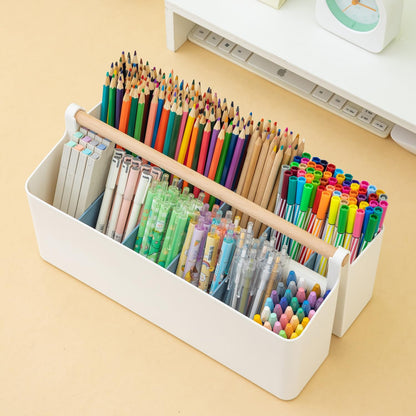 Vidifor Art Supply Organizers Caddy with Handle, Desk, Makeup Caddy and Tote (White+Pink, Large)