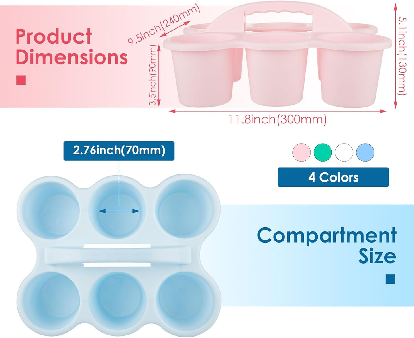 2 Pack Classroom Caddy For School,Kidsroom,Pencil Holder,Plastic Cup Caddy for Drink Delivery (Blue)