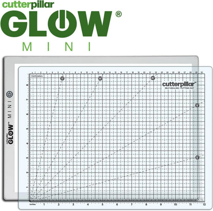 Cutterpillar Glow Elite Mini Light Board — LED Craft & Quilting Light Pad — Compact & Portable 10" x 13" Size — 4 Brightness Levels, Magnetic Base & Self-Healing Cutting Mat