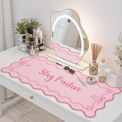iCasso Pink Leather Desk Mat,Extra Large Scalloped Mouse Pad for Desktop,Waterproof PU Nail Table Mat,Cute Keyboard Mats for Women Girl,Non-Slip Desk Cover Mat for Office Home Dorm