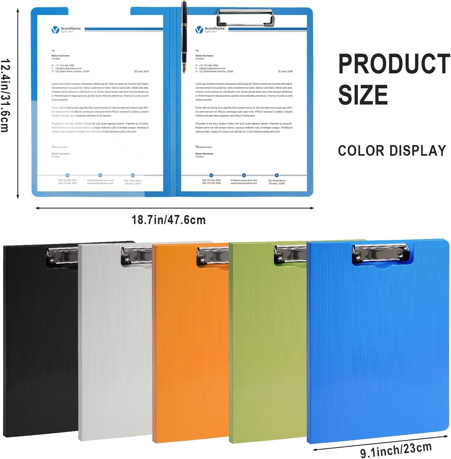 Clipboard Folder, A4 Foldable Clipboards with Pocket, File Cover Office Folder Clipboard, 360 Degree Foldable Storage Clipboards for Office, School or Medical Field, Green