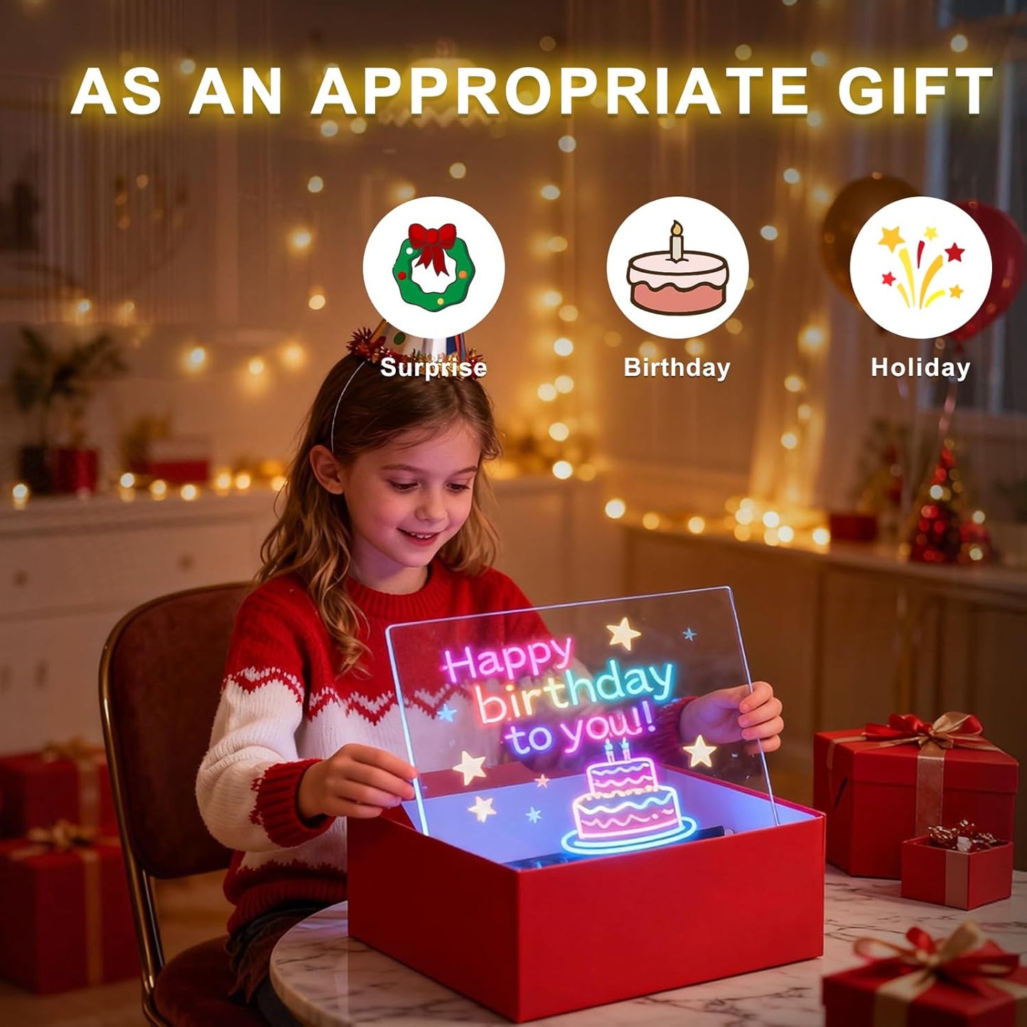 LED Drawing Board for Kids,13.7" USB Light Up Tracing Tablet Full Art Set with 6 RGB Light Modes, Doodle Glow LED Note Board with Colors, Gifts for Kids Birthday Christmas Gift Ideas