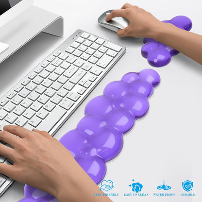 Gel Cloud Keyboard and Mouse Wrist Rest, Cute Wrist Support and Arm Support Keyboard Rest for Keyboard and Mouse Typing Pain Relief，Suitable for Office/Computer/Laptop/Gaming（White）