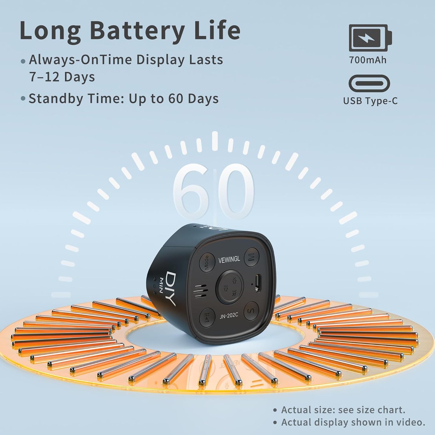 VEWINGL Cube Productivity Timer, 5/10/30/60 Min Presets + Custom Countdown, Silent/Vibrate/Sound Alarm, Pause & Resume, Desk Timer for Work, Study, Tasks, Kitchen