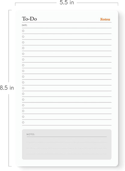 Notsu Dot Grid Desk Notepad 2 Pack | Minimalist Dotted Memo Mouse Pads with Premium Thick Paper, Small 5.5" x 8.5"