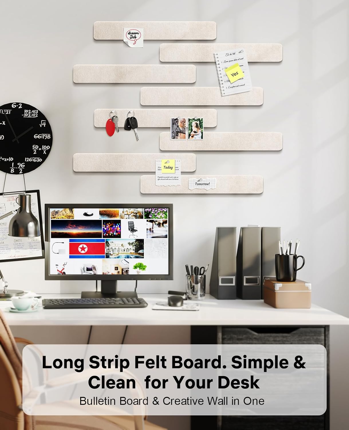 Small Cork Bulletin Board Tiles, Felt Wall Decor and Office Desk Accessories for Vision, Message Center, Picture and Prayer Board, Dorm, Room, Home Office Essentials and Organization(Linen Dusk)