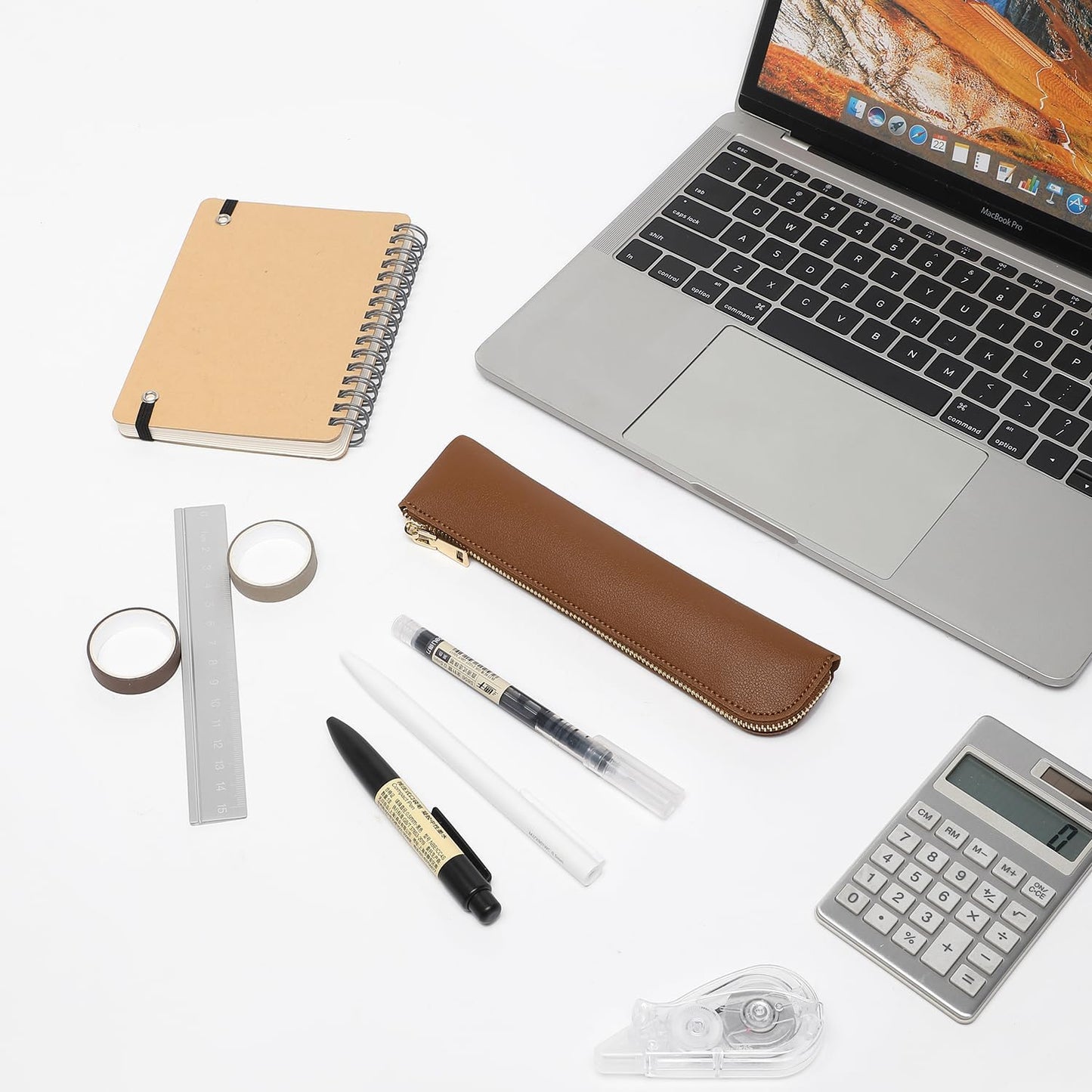Canvas Pencil Case Small Pencil Pouch Slim Lightweight Pen Case Holder Cute Zipper Bag for School Office