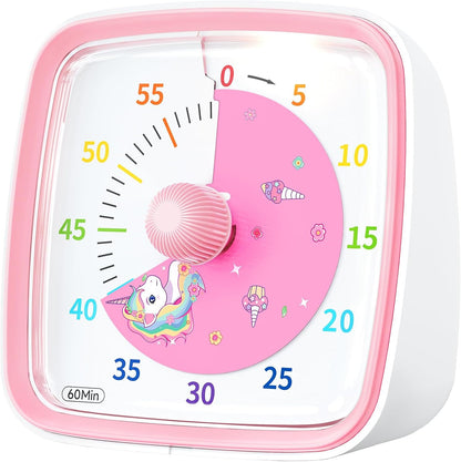 Yunbaoit Visual Timer with Night Light, 60-Minute Countdown Timer for Kids and Adults, Silent Classroom Timer, Time Management Tool for Home, School, or Work (Light Blue)