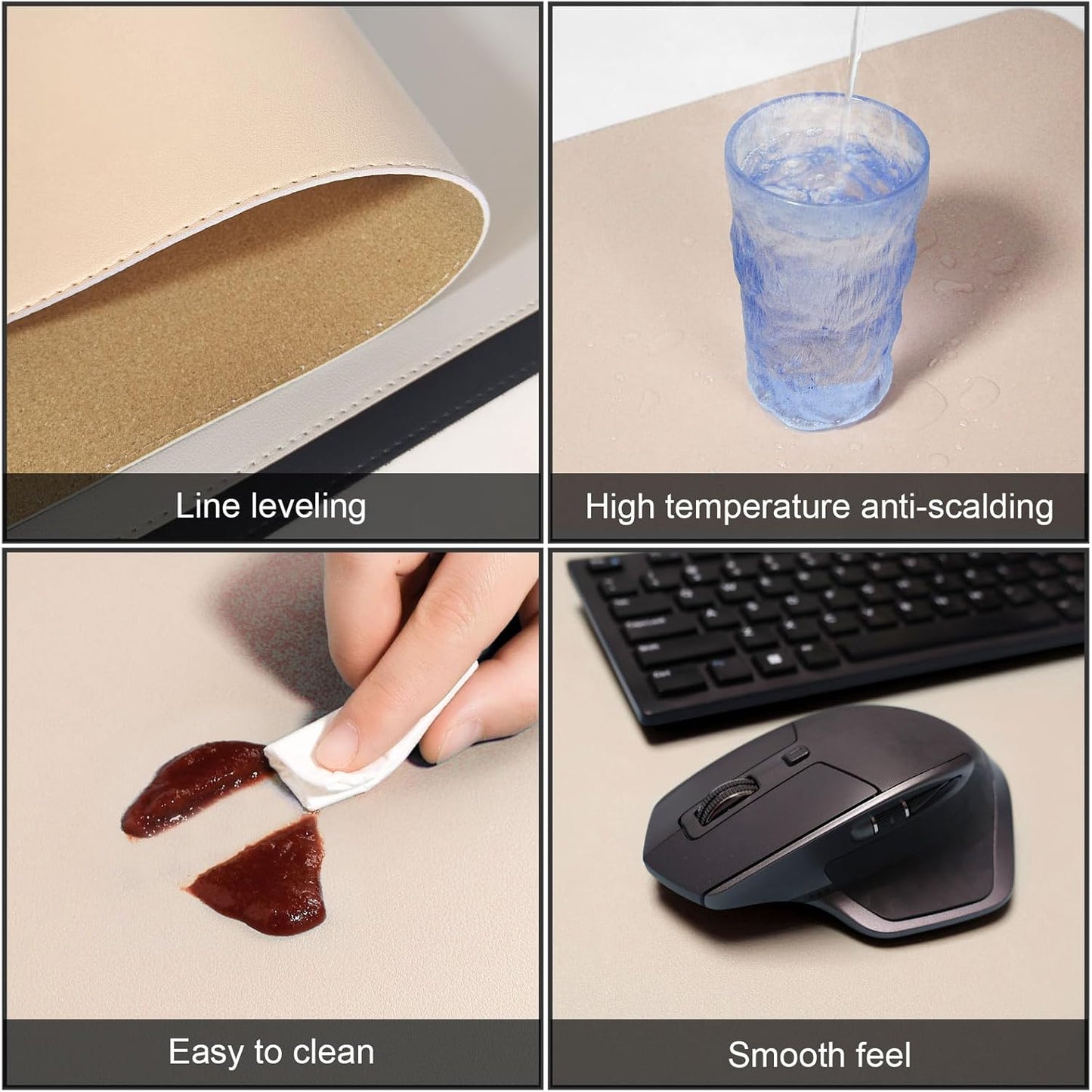 DAWNTREES Dual Sided Desk Mat,Leather Desk Pad,Brown 40"x16",Cork Desk Mat Protector,with PU Leather Valet Tray Organizer,Large Mouse Pad,Desk Writing Pad for Office and Home