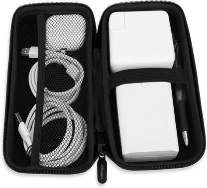 iMangoo Travel Essential Electronics Organizer Pouch Charger Case, Shockproof Dual Zipper Power Bank Cables Tech Accessories Purse, Men & Women Travel Must Have Storage Bag, 6.5x3.2x1 inch Rose Gold