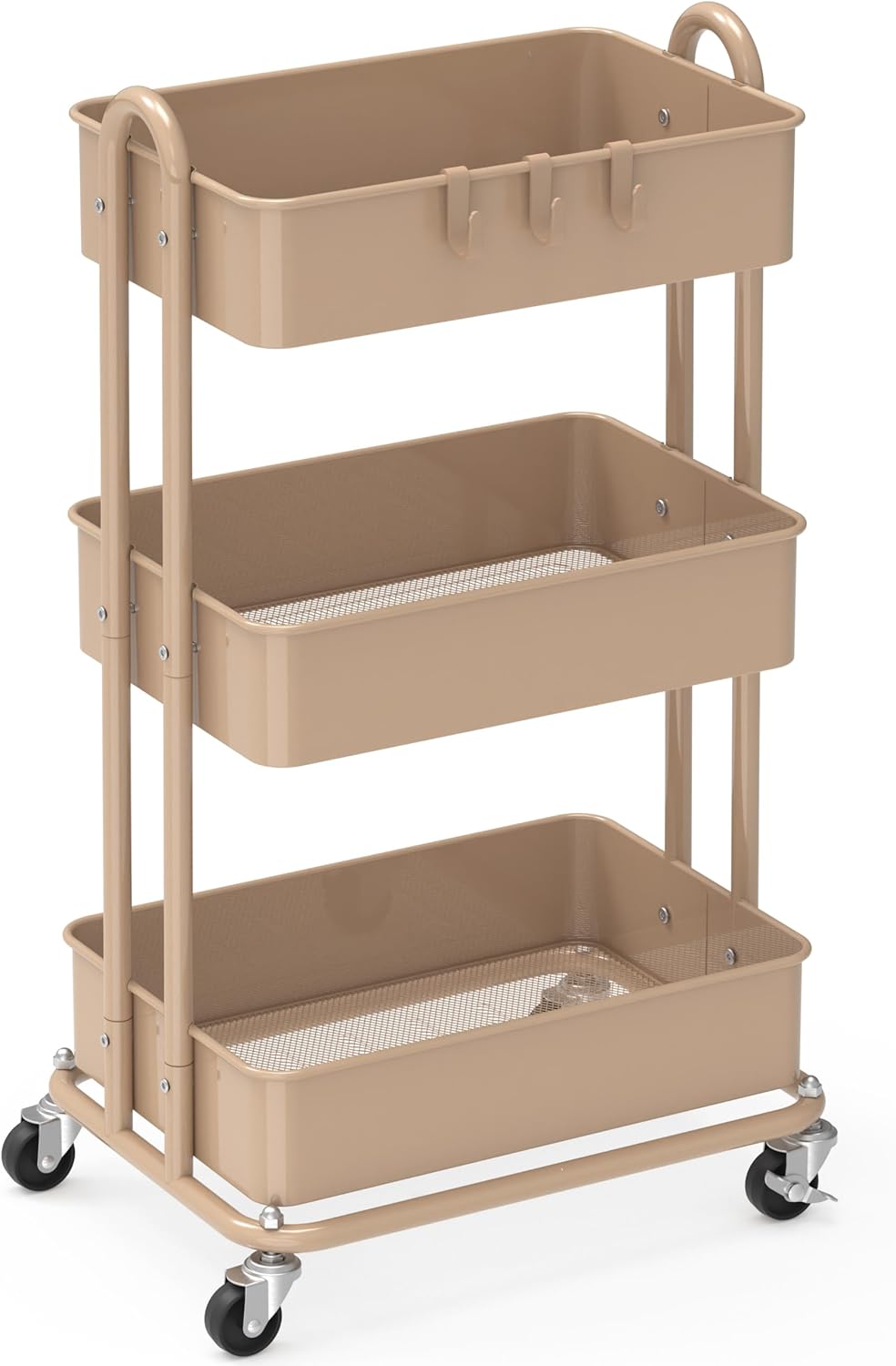Simple Houseware 3-Tier Heavy Duty Metal Utility Rolling Cart, White