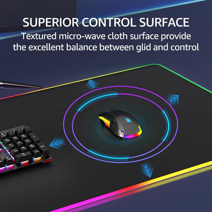 KTRIO Large Gaming Mouse Pad Desk Mat, Superior Micro-Weave Cloth for Precise Mouse Control, Non-Slip Rubber Base, Stitched Edges, Water-Resistant, for Gamer, Office & Home, 31.5" x 11.8" inches