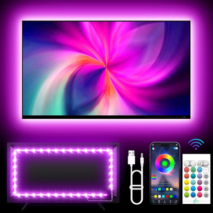 KANTUTOE LED Lights for TV, 16.4ft LED Lights for 45-75 Inch TVs, RGB TV Backlight Behind, Music Sync Bluetooth APP & Remote Control Strip Lights USB Powered for Bedroom, Gaming, Home Décor