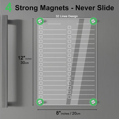 Acrylic Magnetic Dry Erase Board for Fridge, 12"X8" Clear Magnetic to Do List White Board, Acrylic Dry Erase to Do List for Refrigerator, Magnet Whiteboard with 5 Markers